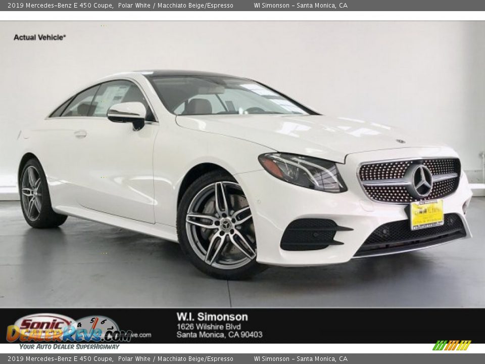 2019 Mercedes-Benz E 450 Coupe Polar White / Macchiato Beige/Espresso Photo #1