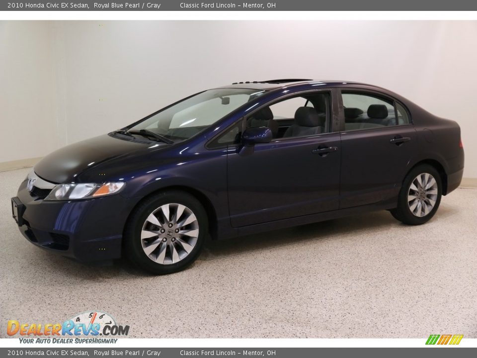 2010 Honda Civic EX Sedan Royal Blue Pearl / Gray Photo #3