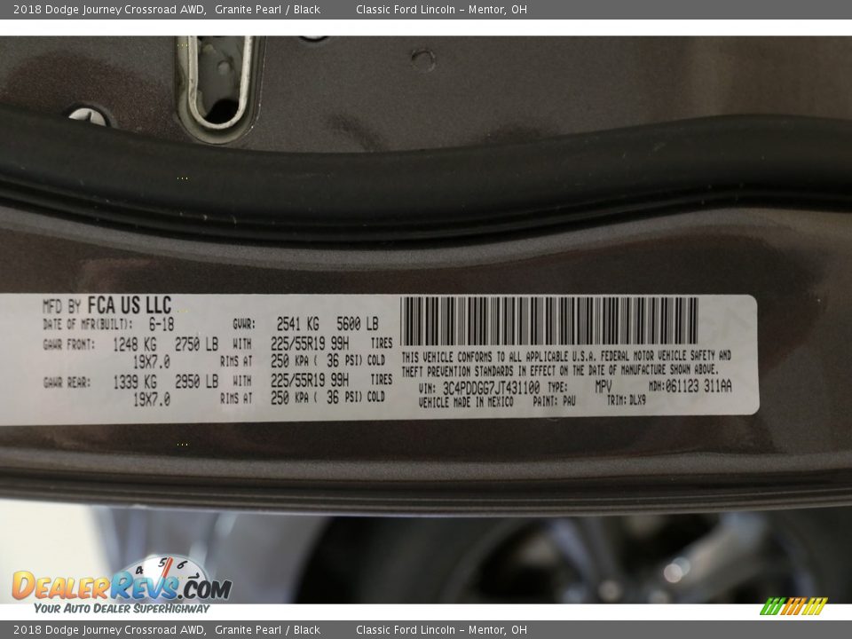 2018 Dodge Journey Crossroad AWD Granite Pearl / Black Photo #22