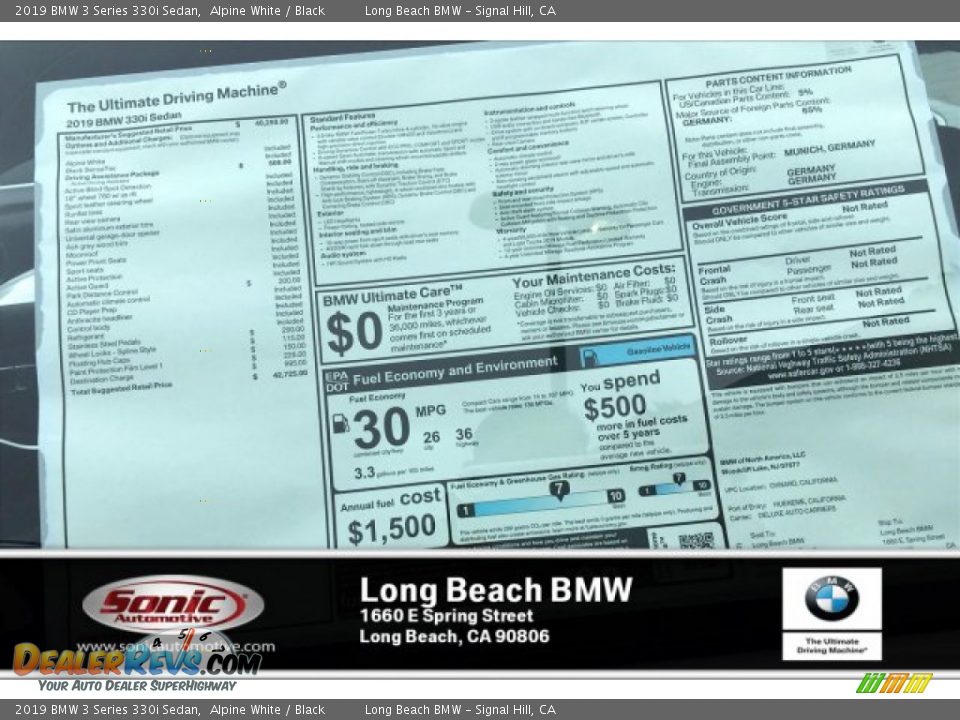 2019 BMW 3 Series 330i Sedan Alpine White / Black Photo #10