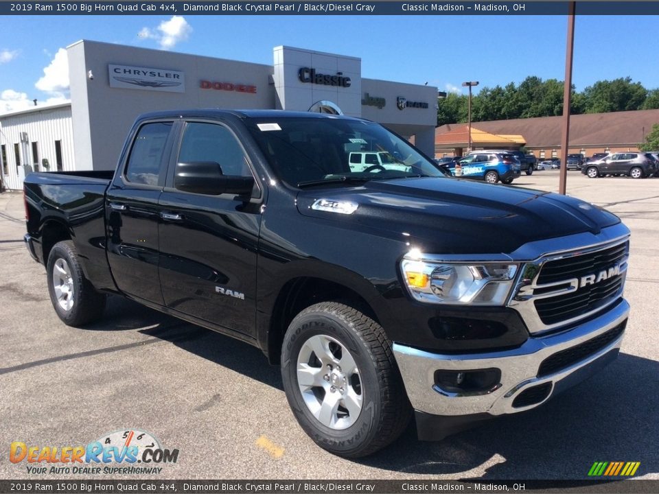 2019 Ram 1500 Big Horn Quad Cab 4x4 Diamond Black Crystal Pearl / Black/Diesel Gray Photo #1