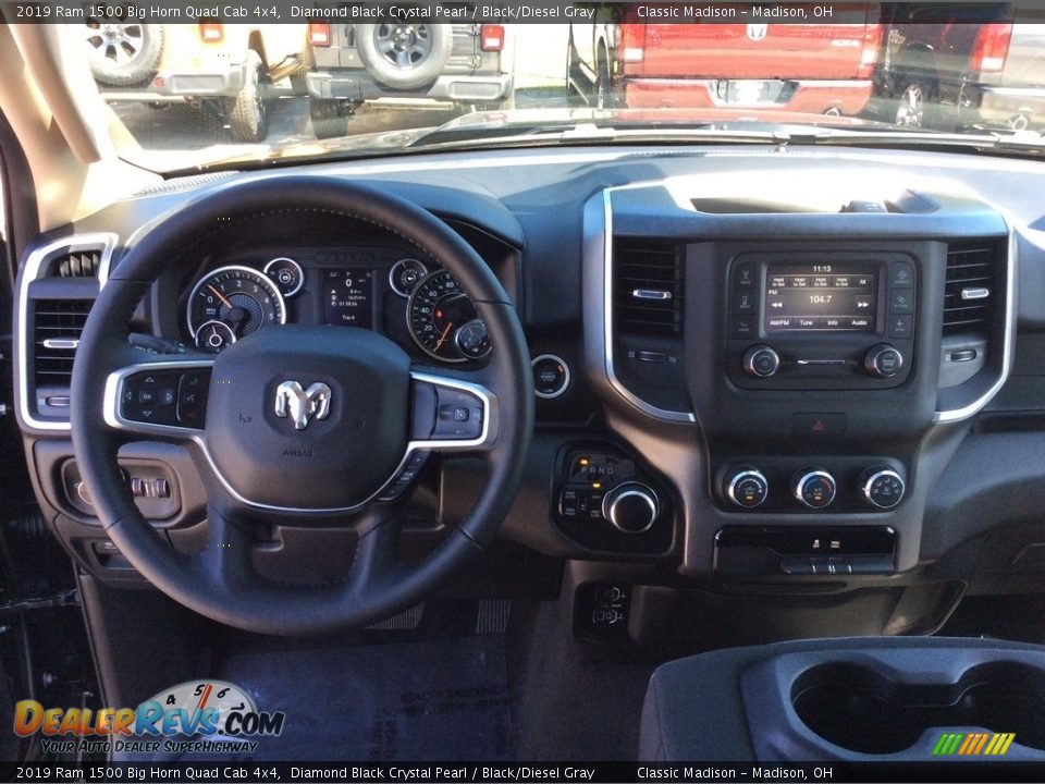 2019 Ram 1500 Big Horn Quad Cab 4x4 Diamond Black Crystal Pearl / Black/Diesel Gray Photo #2