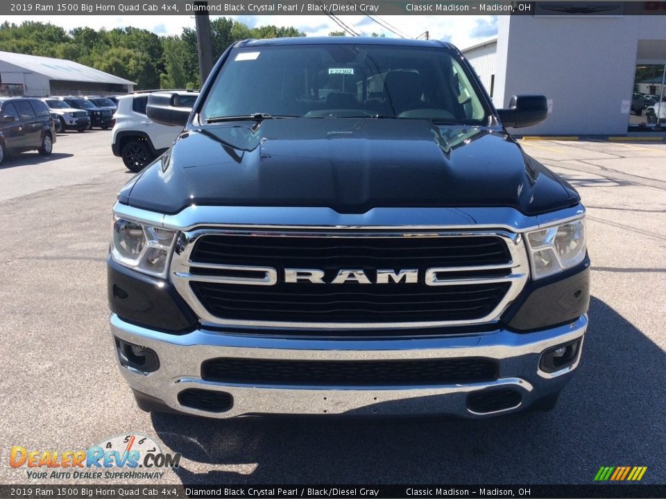 2019 Ram 1500 Big Horn Quad Cab 4x4 Diamond Black Crystal Pearl / Black/Diesel Gray Photo #4