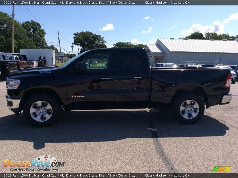 2019 Ram 1500 Big Horn Quad Cab 4x4 Diamond Black Crystal Pearl / Black/Diesel Gray Photo #6