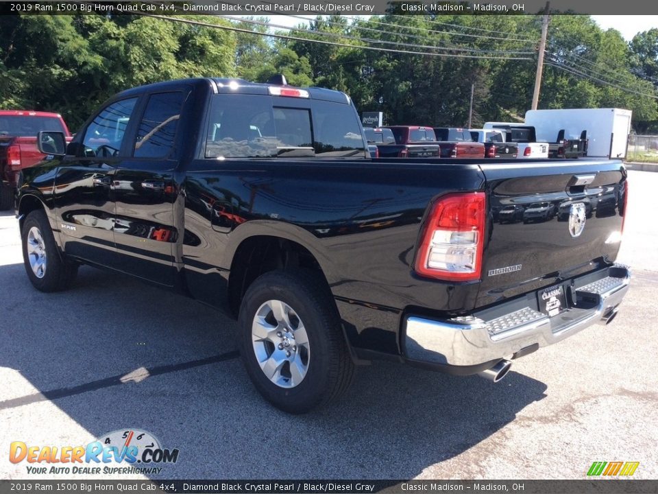 2019 Ram 1500 Big Horn Quad Cab 4x4 Diamond Black Crystal Pearl / Black/Diesel Gray Photo #7