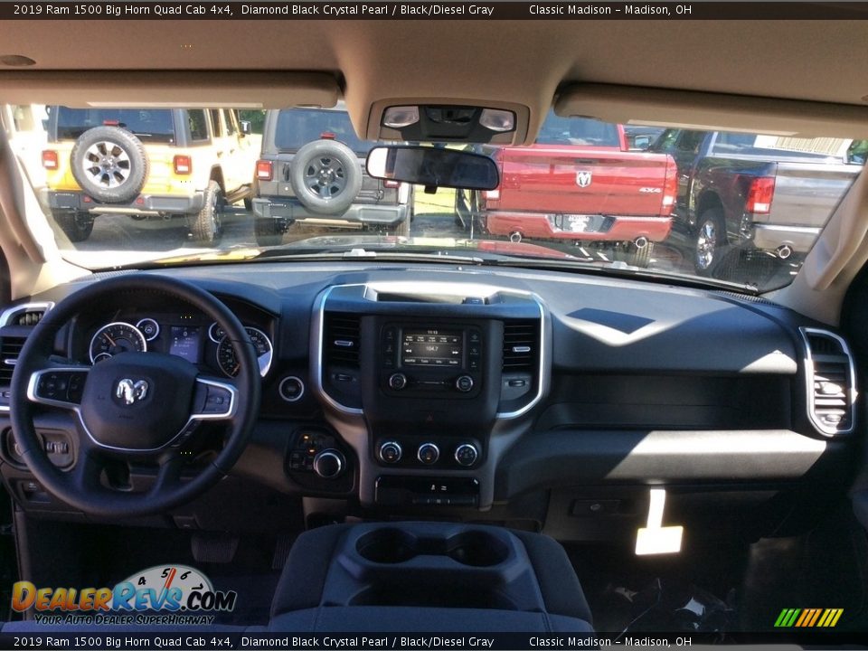 2019 Ram 1500 Big Horn Quad Cab 4x4 Diamond Black Crystal Pearl / Black/Diesel Gray Photo #12