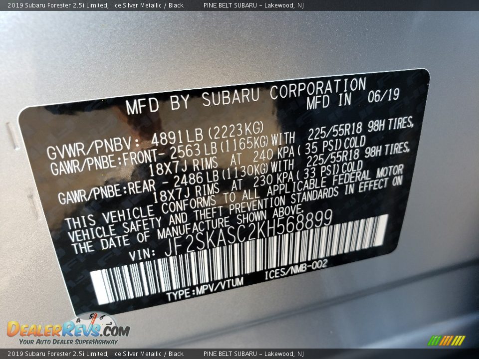 2019 Subaru Forester 2.5i Limited Ice Silver Metallic / Black Photo #9