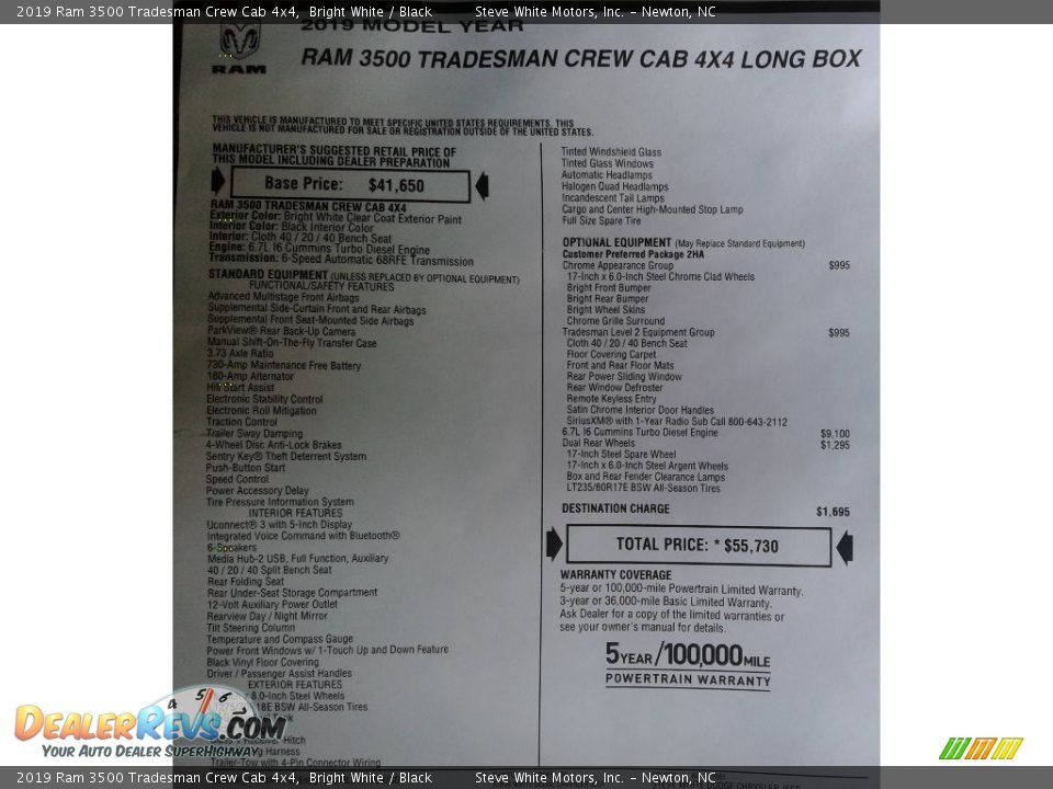 2019 Ram 3500 Tradesman Crew Cab 4x4 Bright White / Black Photo #27