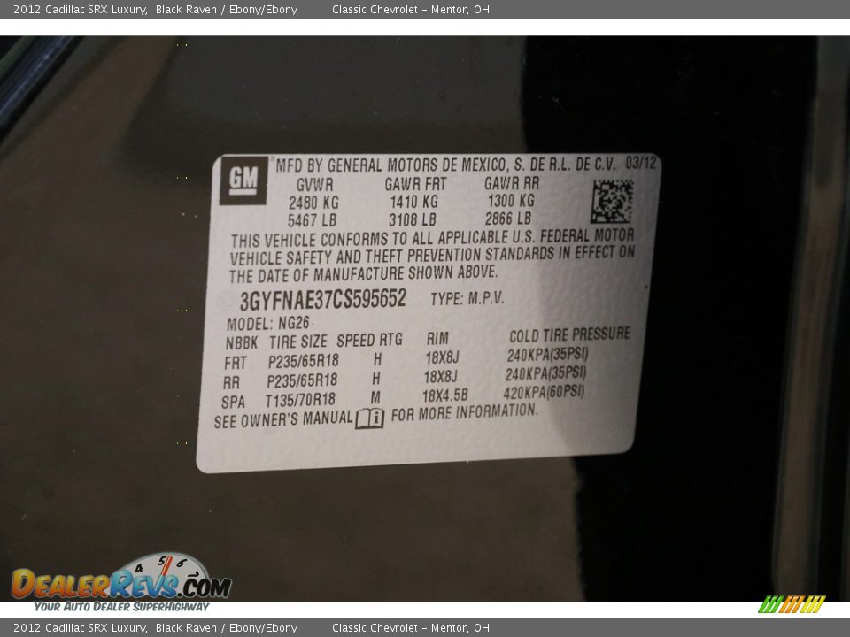 2012 Cadillac SRX Luxury Black Raven / Ebony/Ebony Photo #19