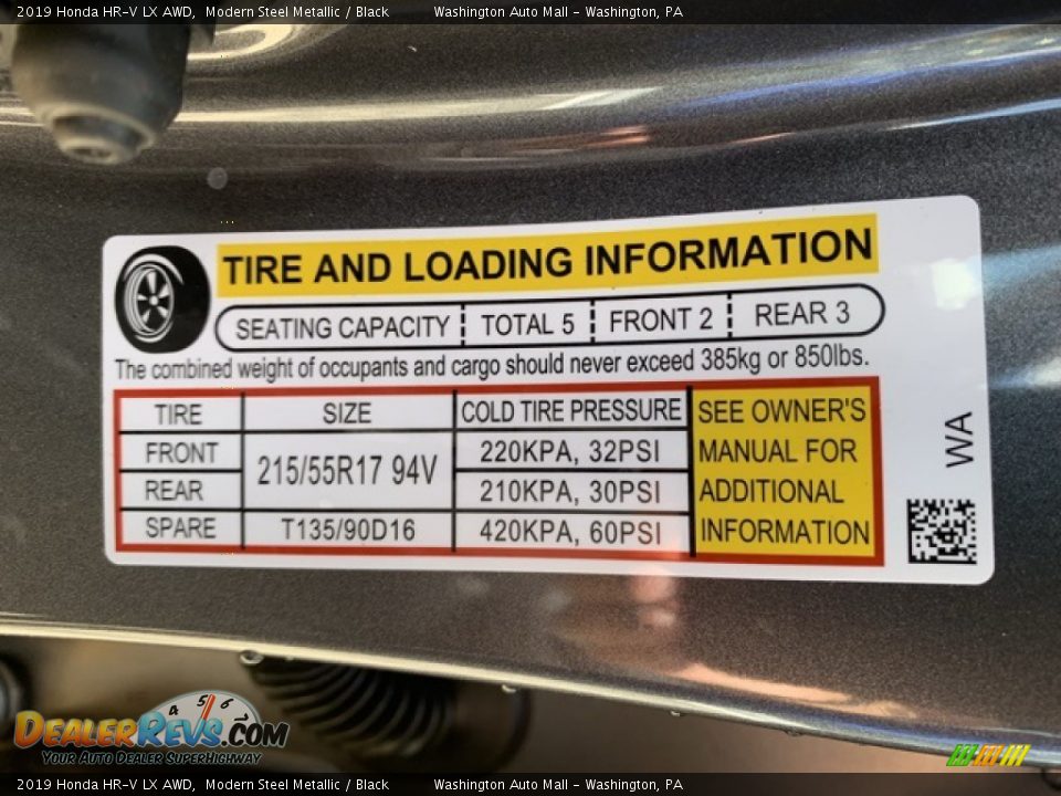 2019 Honda HR-V LX AWD Modern Steel Metallic / Black Photo #8