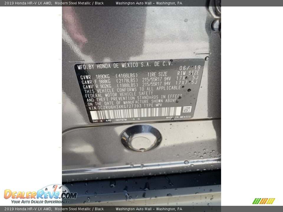 2019 Honda HR-V LX AWD Modern Steel Metallic / Black Photo #9