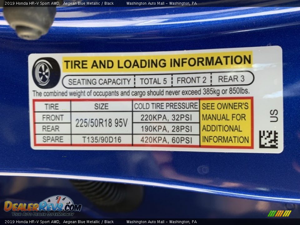 2019 Honda HR-V Sport AWD Aegean Blue Metallic / Black Photo #8