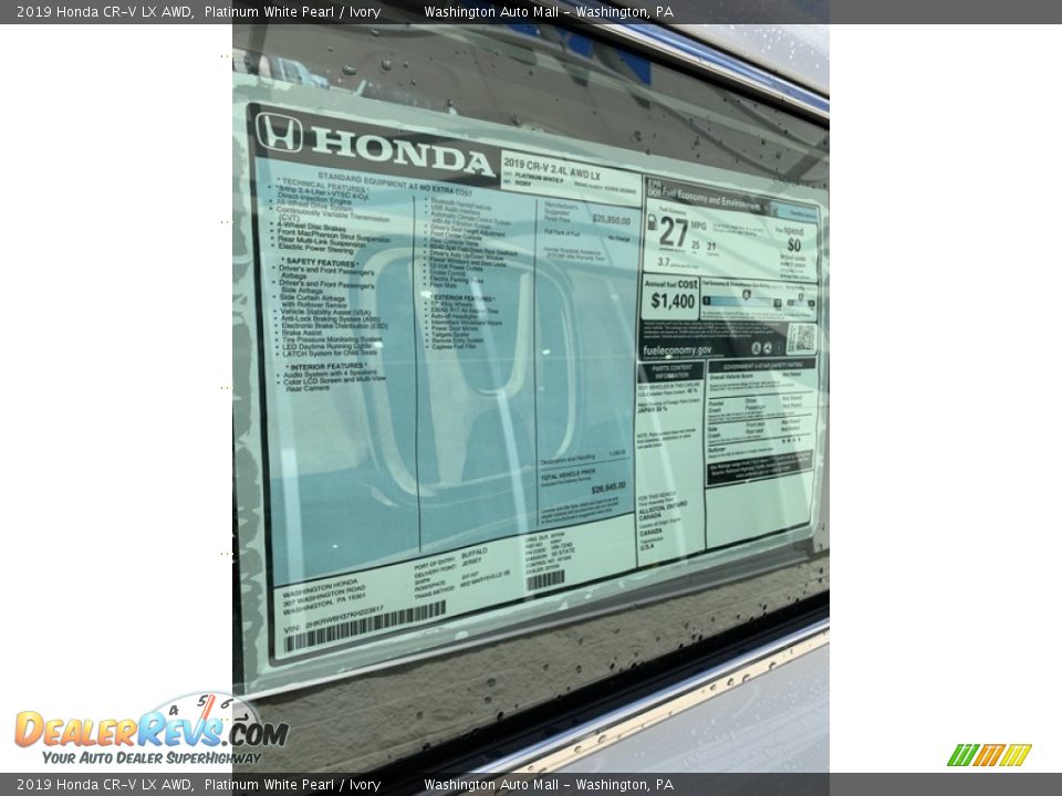2019 Honda CR-V LX AWD Platinum White Pearl / Ivory Photo #15