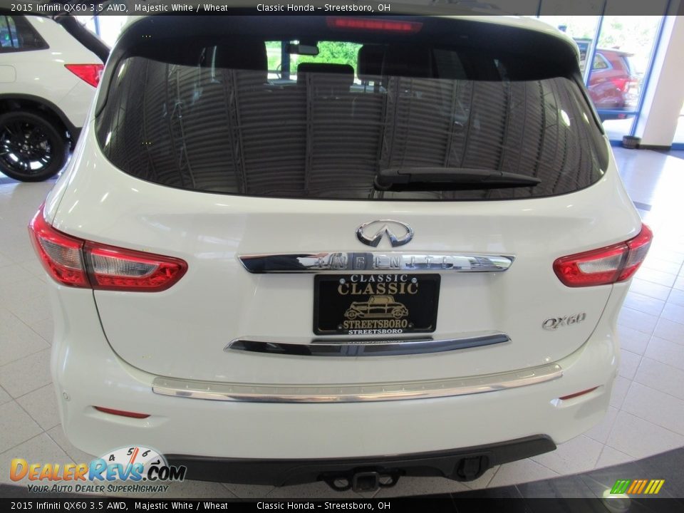 2015 Infiniti QX60 3.5 AWD Majestic White / Wheat Photo #14