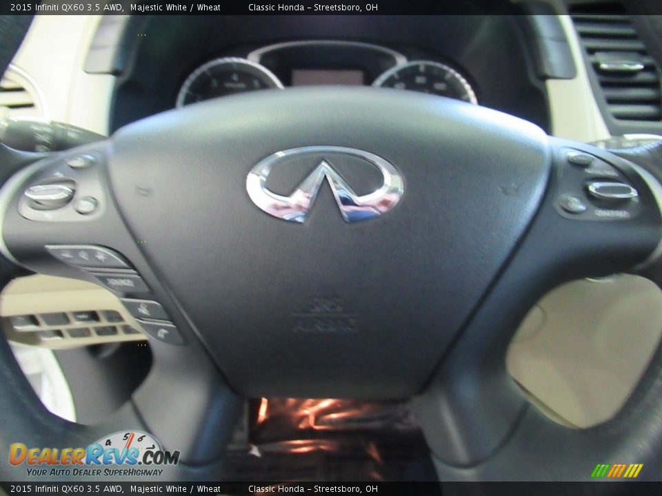 2015 Infiniti QX60 3.5 AWD Majestic White / Wheat Photo #25
