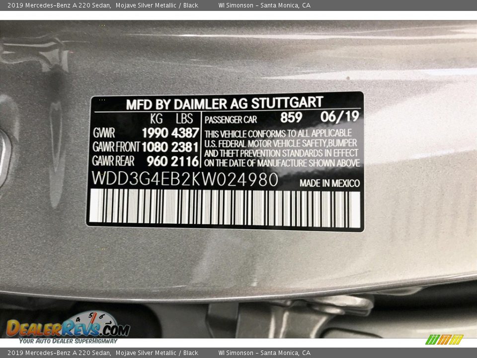 2019 Mercedes-Benz A 220 Sedan Mojave Silver Metallic / Black Photo #11