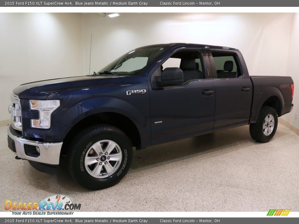 2015 Ford F150 XLT SuperCrew 4x4 Blue Jeans Metallic / Medium Earth Gray Photo #3