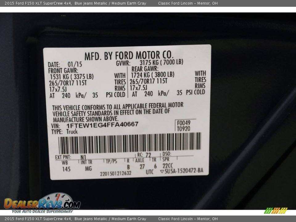 2015 Ford F150 XLT SuperCrew 4x4 Blue Jeans Metallic / Medium Earth Gray Photo #16