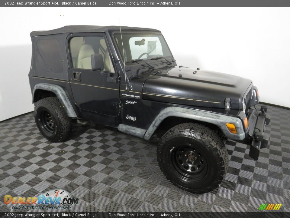 2002 Jeep Wrangler Sport 4x4 Black / Camel Beige Photo #2