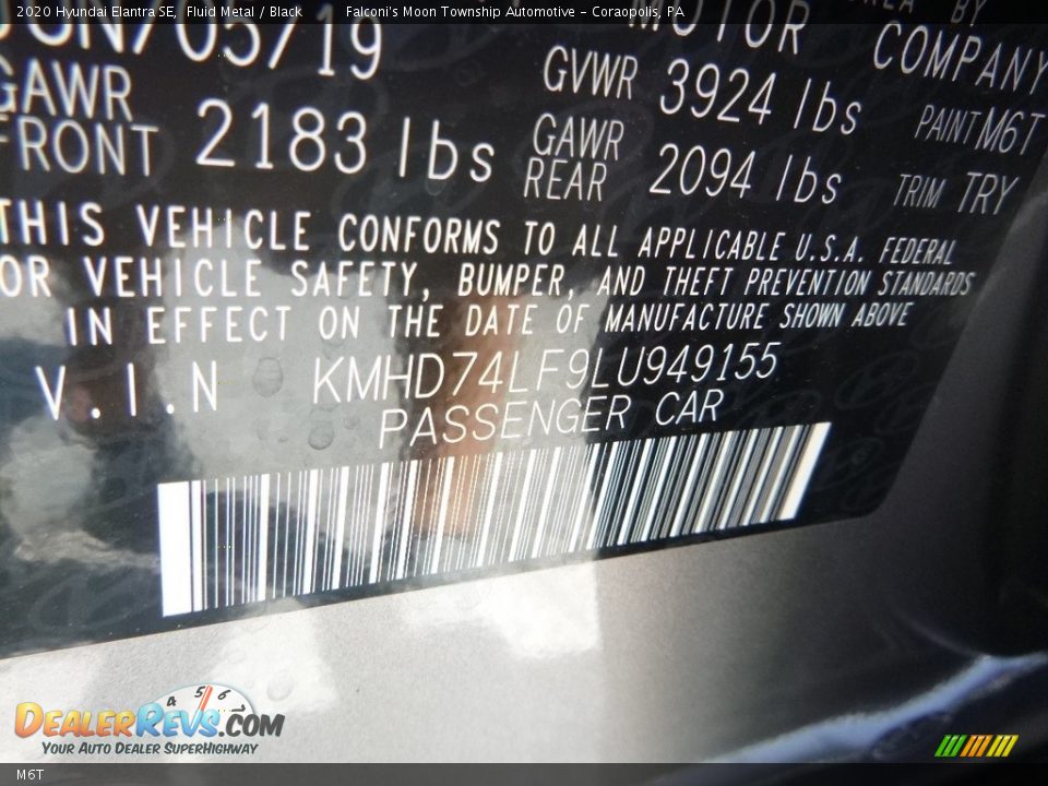 Hyundai Color Code M6T Fluid Metal