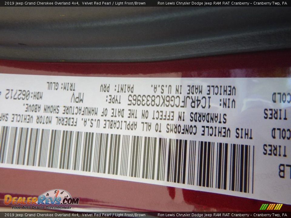 2019 Jeep Grand Cherokee Overland 4x4 Velvet Red Pearl / Light Frost/Brown Photo #16