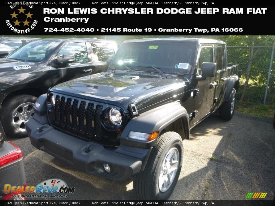 2020 Jeep Gladiator Sport 4x4 Black / Black Photo #1