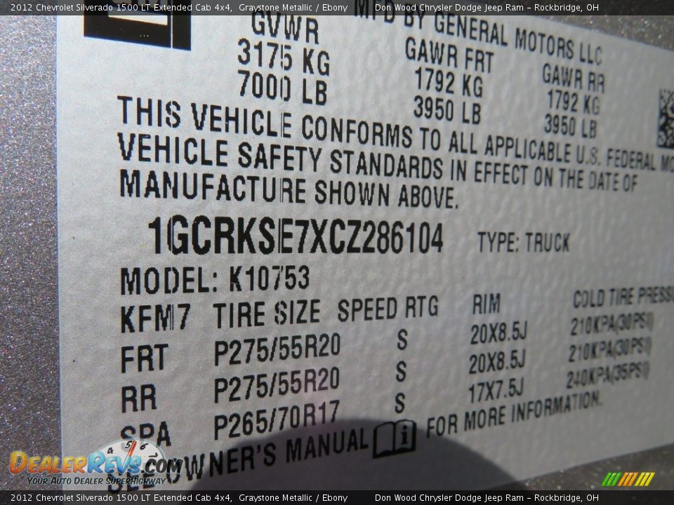 2012 Chevrolet Silverado 1500 LT Extended Cab 4x4 Graystone Metallic / Ebony Photo #31