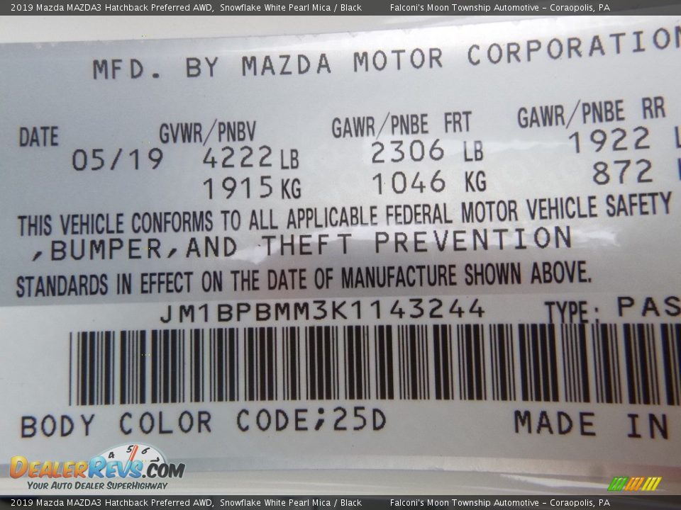 2019 Mazda MAZDA3 Hatchback Preferred AWD Snowflake White Pearl Mica / Black Photo #12