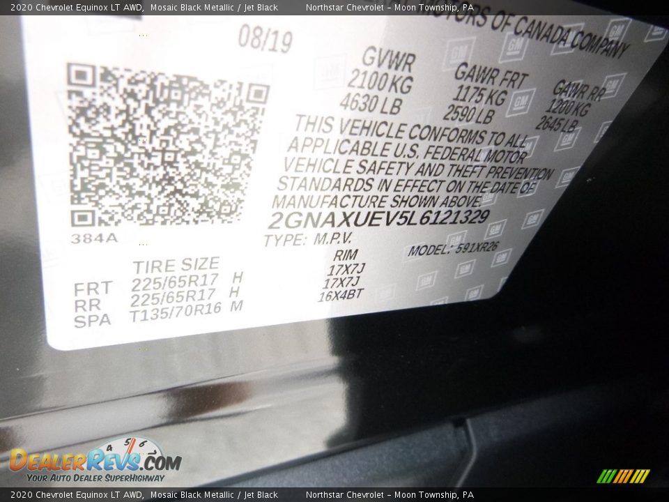 2020 Chevrolet Equinox LT AWD Mosaic Black Metallic / Jet Black Photo #15