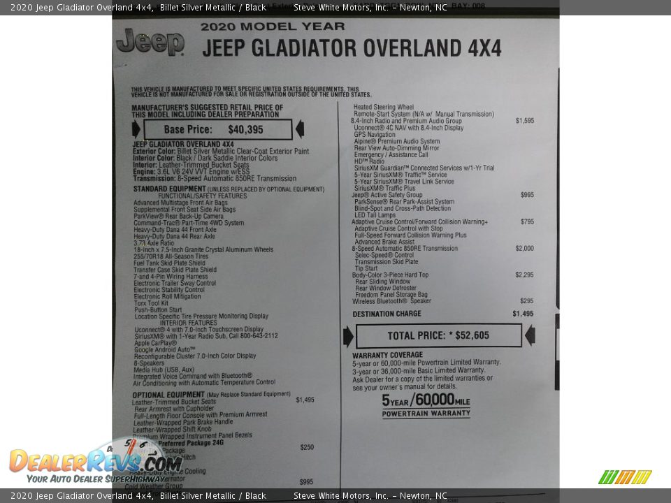 2020 Jeep Gladiator Overland 4x4 Billet Silver Metallic / Black Photo #35