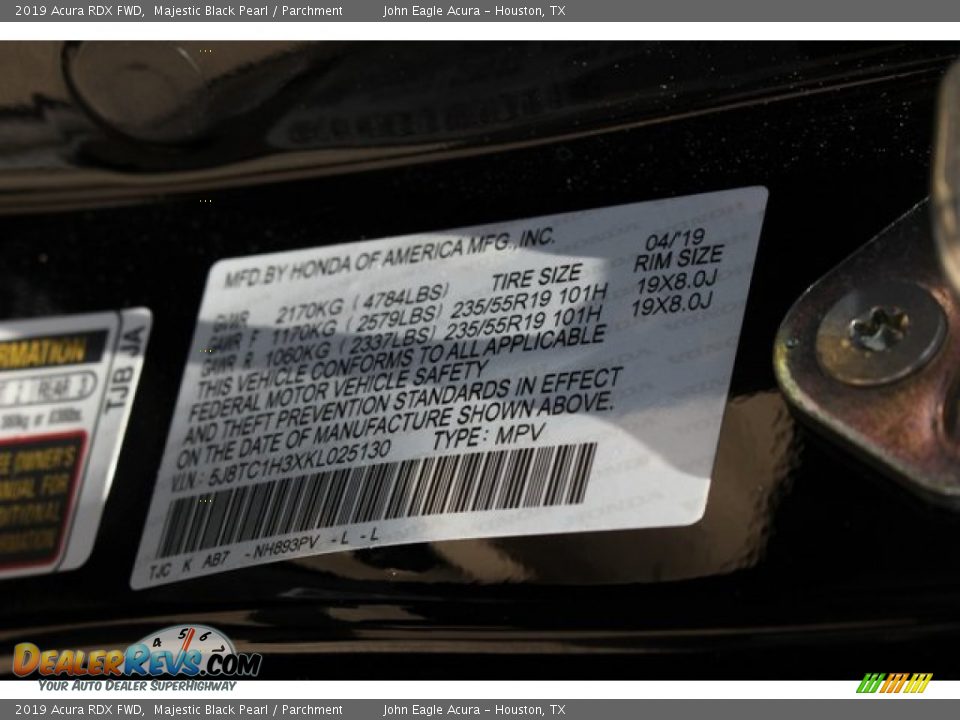 2019 Acura RDX FWD Majestic Black Pearl / Parchment Photo #36