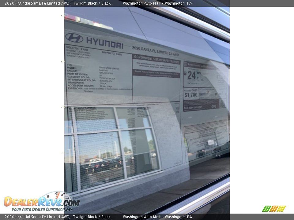 2020 Hyundai Santa Fe Limited AWD Twilight Black / Black Photo #16
