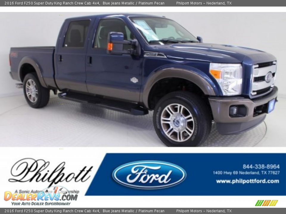 2016 Ford F250 Super Duty King Ranch Crew Cab 4x4 Blue Jeans Metallic / Platinum Pecan Photo #1