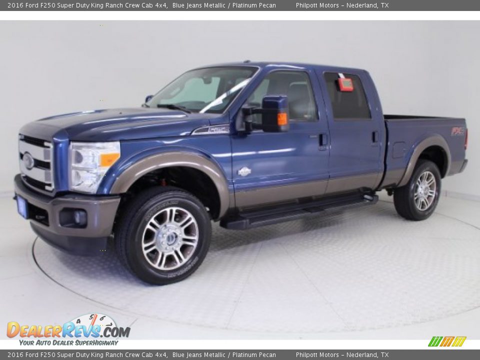 2016 Ford F250 Super Duty King Ranch Crew Cab 4x4 Blue Jeans Metallic / Platinum Pecan Photo #3
