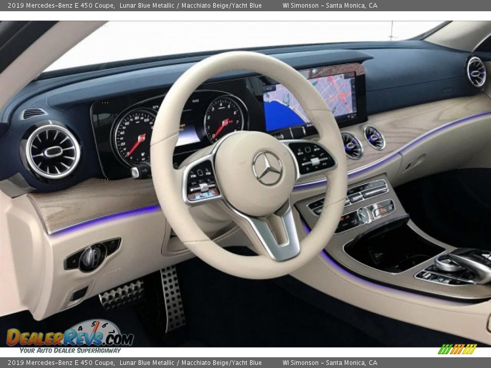 2019 Mercedes-Benz E 450 Coupe Lunar Blue Metallic / Macchiato Beige/Yacht Blue Photo #4