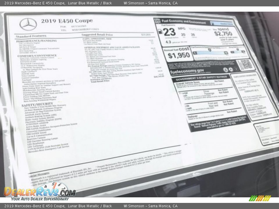 2019 Mercedes-Benz E 450 Coupe Lunar Blue Metallic / Black Photo #10