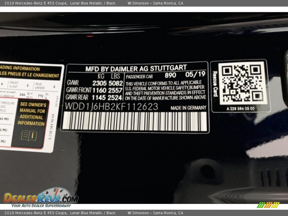 2019 Mercedes-Benz E 450 Coupe Lunar Blue Metallic / Black Photo #11