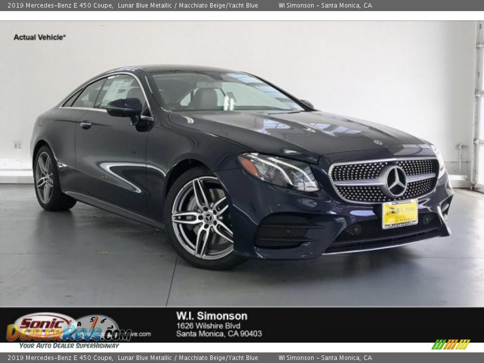 2019 Mercedes-Benz E 450 Coupe Lunar Blue Metallic / Macchiato Beige/Yacht Blue Photo #1