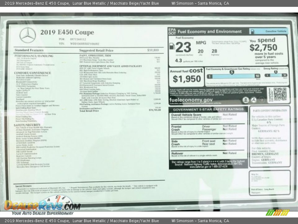 2019 Mercedes-Benz E 450 Coupe Lunar Blue Metallic / Macchiato Beige/Yacht Blue Photo #10