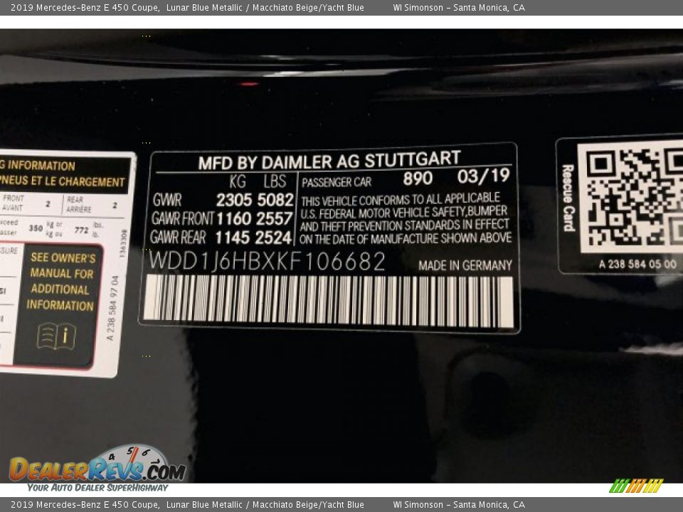 2019 Mercedes-Benz E 450 Coupe Lunar Blue Metallic / Macchiato Beige/Yacht Blue Photo #11