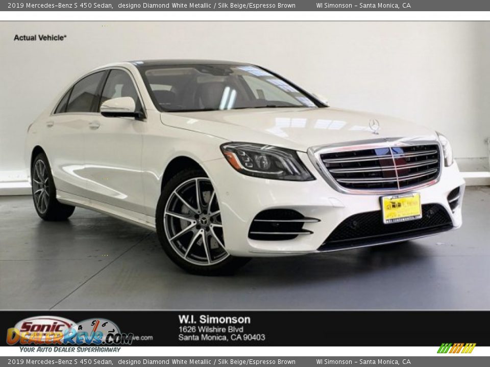 2019 Mercedes-Benz S 450 Sedan designo Diamond White Metallic / Silk Beige/Espresso Brown Photo #1
