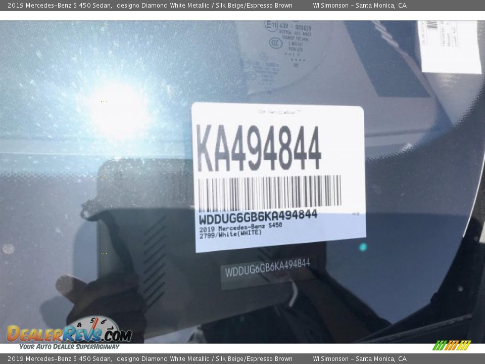 2019 Mercedes-Benz S 450 Sedan designo Diamond White Metallic / Silk Beige/Espresso Brown Photo #11