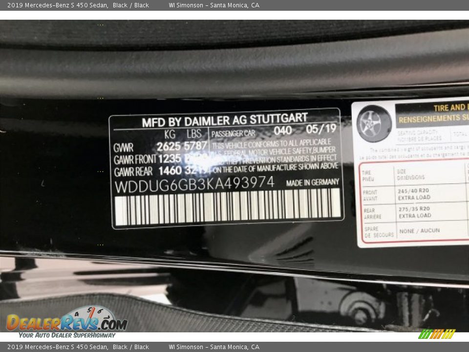 2019 Mercedes-Benz S 450 Sedan Black / Black Photo #11