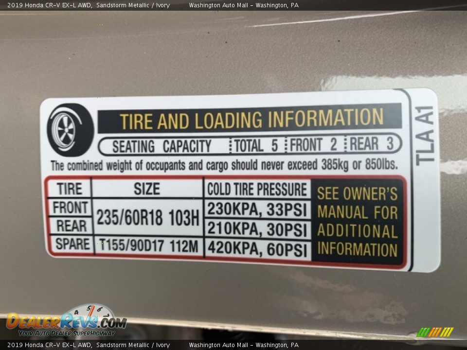 2019 Honda CR-V EX-L AWD Sandstorm Metallic / Ivory Photo #8