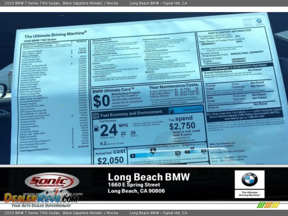 2020 BMW 7 Series 740i Sedan Black Sapphire Metallic / Mocha Photo #10