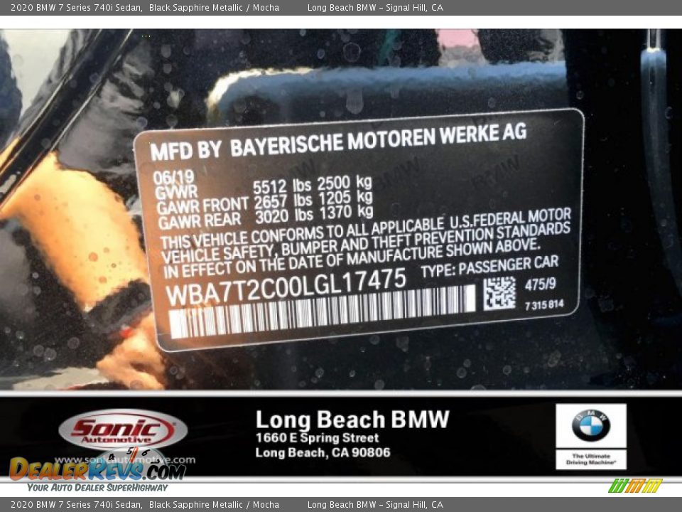 2020 BMW 7 Series 740i Sedan Black Sapphire Metallic / Mocha Photo #11