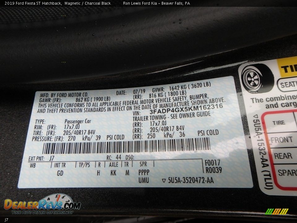 Ford Color Code J7 Magnetic