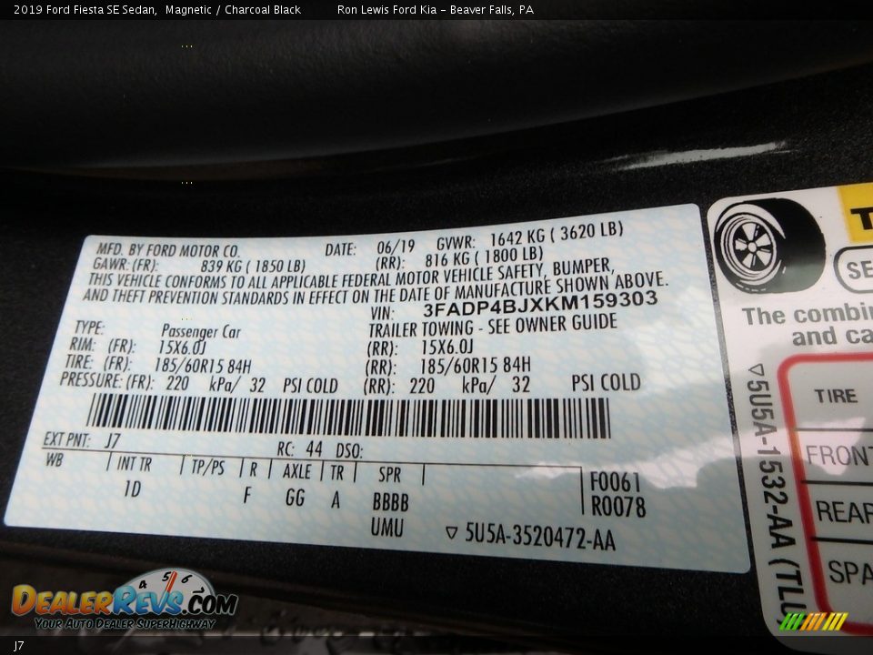 Ford Color Code J7 Magnetic