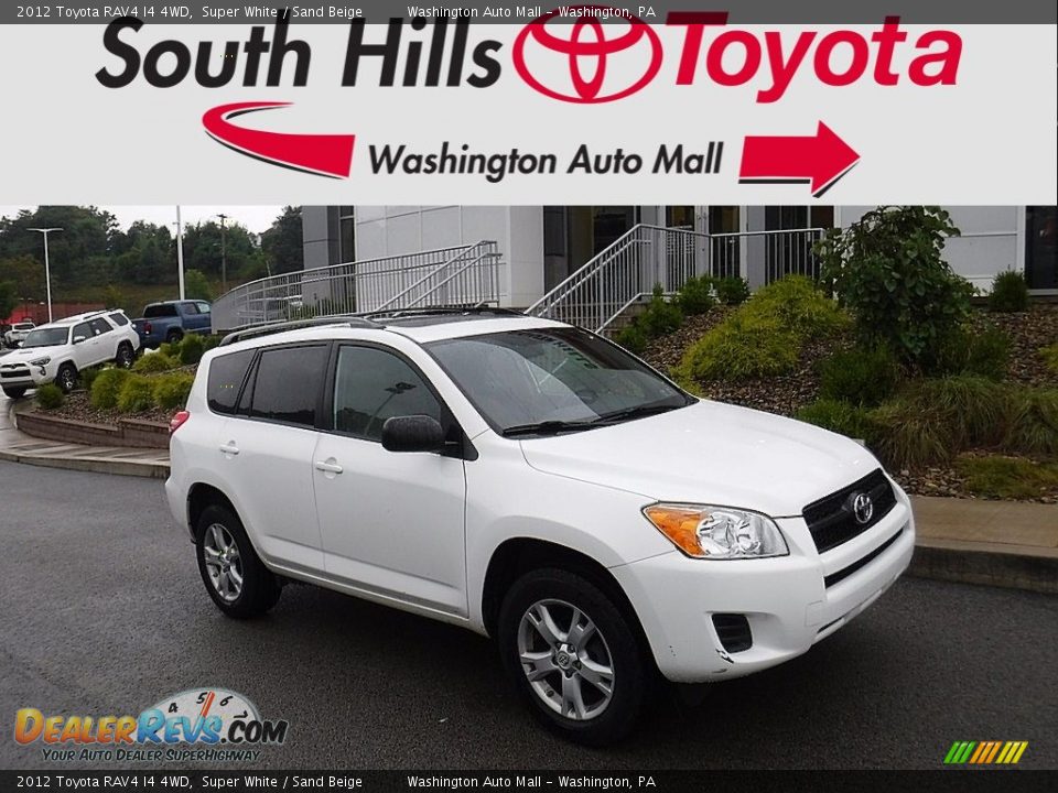 2012 Toyota RAV4 I4 4WD Super White / Sand Beige Photo #1