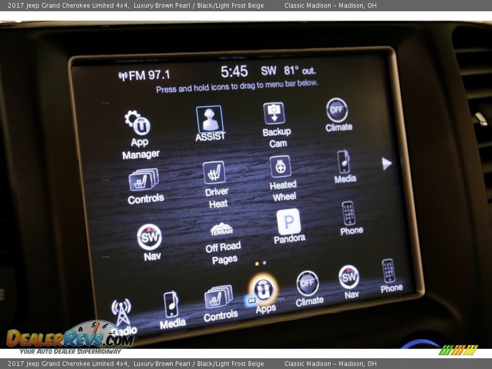 2017 Jeep Grand Cherokee Limited 4x4 Luxury Brown Pearl / Black/Light Frost Beige Photo #11